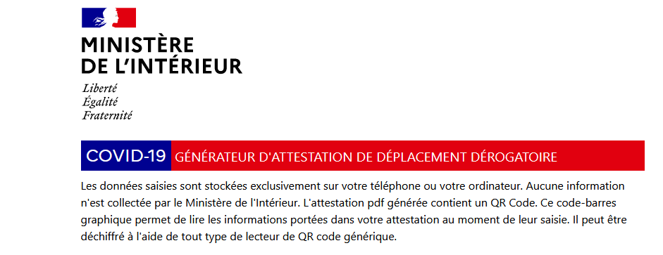 attestation de déplacement